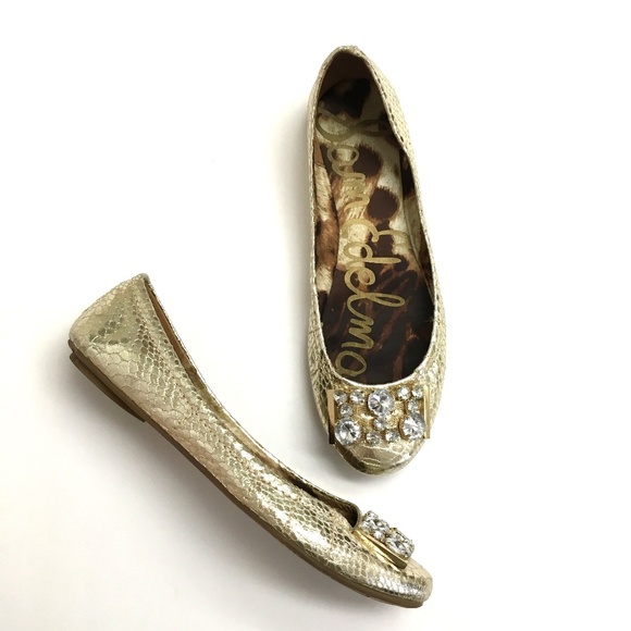 Sam Edelman Jeweled Gold Caper S-Caper Flats 7.5 - Picture 2 of 8